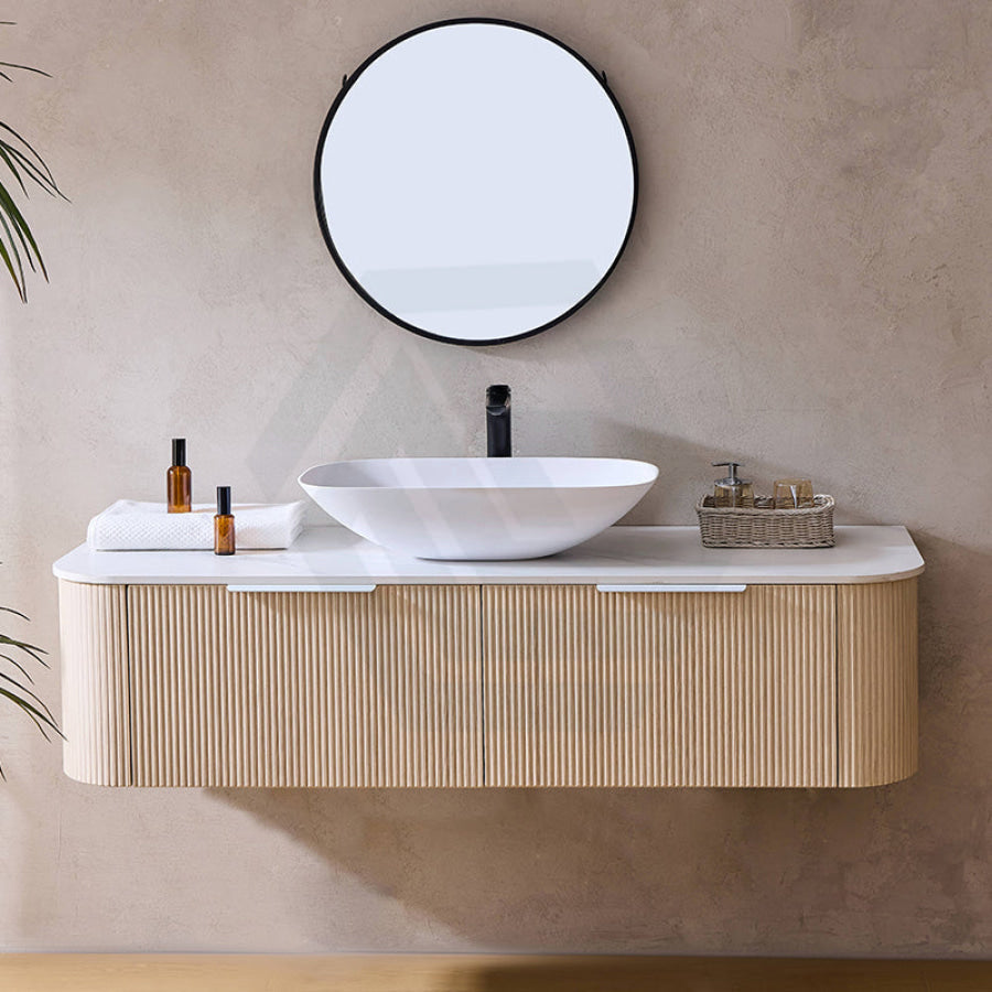 Lukka Agena 600-1800mm Costal Oak Fluted Wood Grain Wall Hung Vanity with Soft Closing Drawers