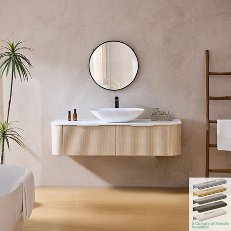 Lukka Agena 600-1800mm Costal Oak Fluted Wood Grain Wall Hung Vanity with Soft Closing Drawers