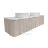 Lukka Agena 600-1800mm Costal Oak Fluted Wood Grain Wall Hung Vanity with Soft Closing Drawers