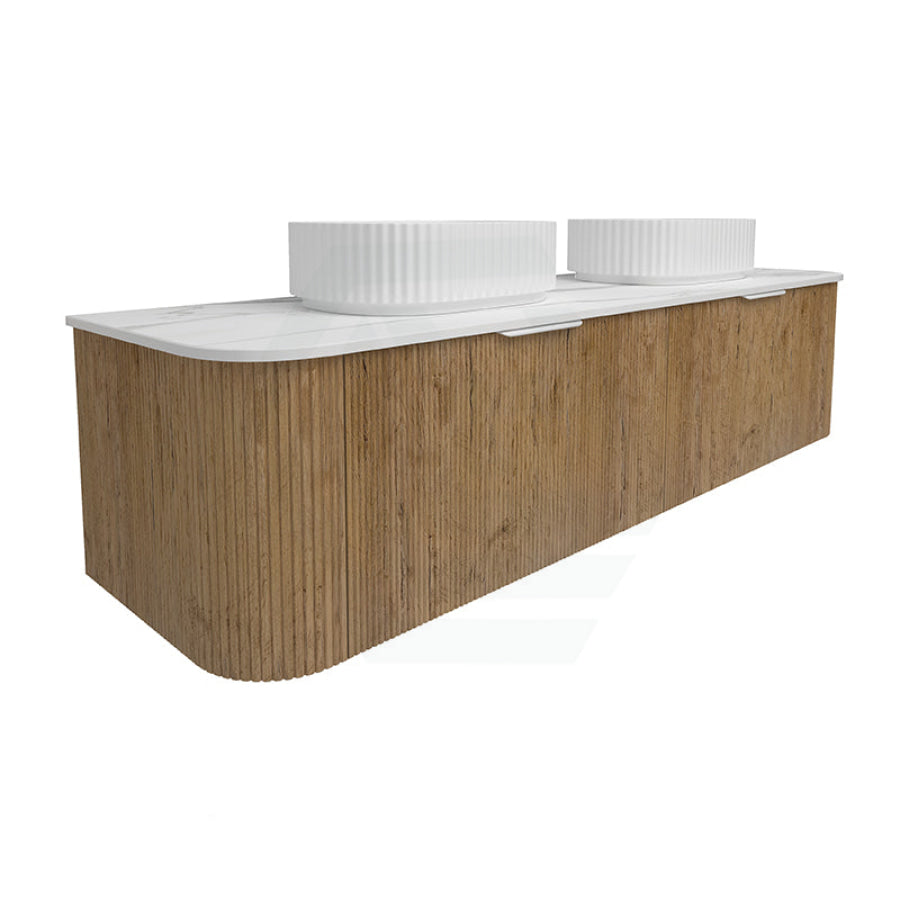 Lukka Agena 600-1800mm Prime Oak Fluted Wood Grain Wall Hung Vanity with Soft Closing Drawers