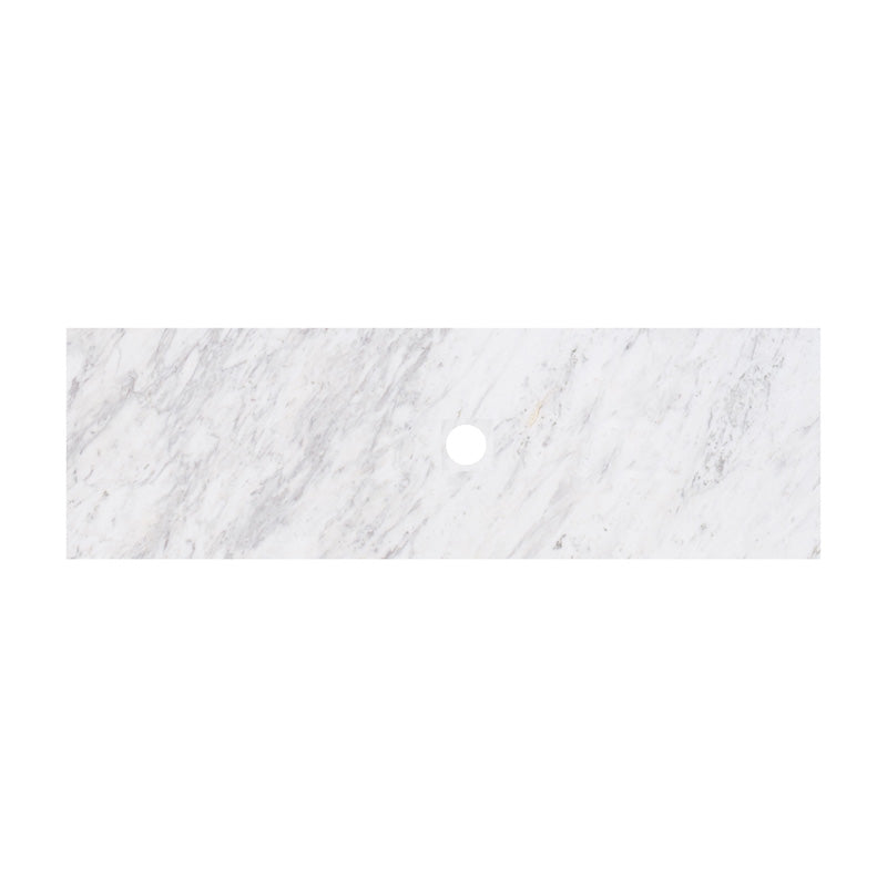 18mm Thick Lukka Carrara White Marble Top with Center Waste Hole, 12/10/2 O'clock Semi Drilled Tap Hole Available At the Back 605-1505mm