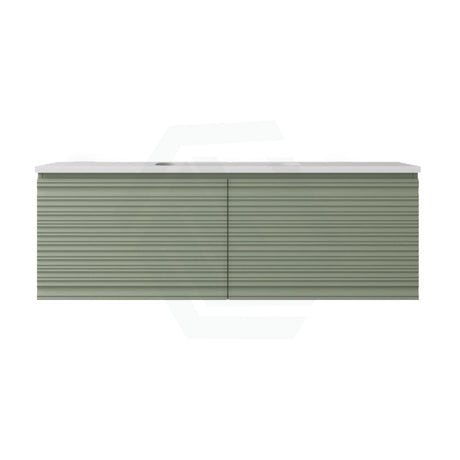 600-1500mm Lukka Sedona Modern Fluted Wall Hung PVC Vanity Matt Olive Green