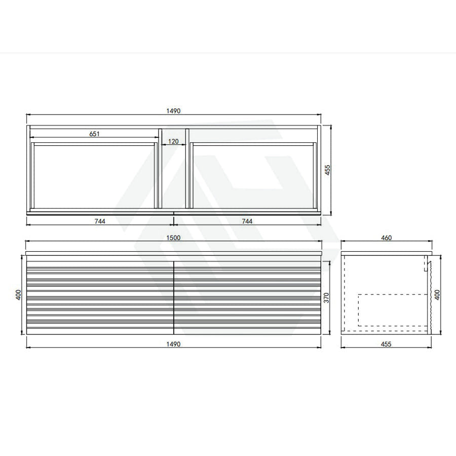 600-1500mm Lukka Sedona Modern Fluted Wall Hung PVC Vanity Matt White