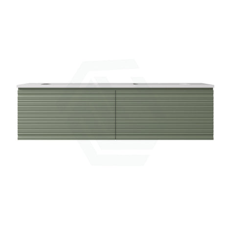 600-1500mm Lukka Sedona Modern Fluted Wall Hung PVC Vanity Matt Olive Green