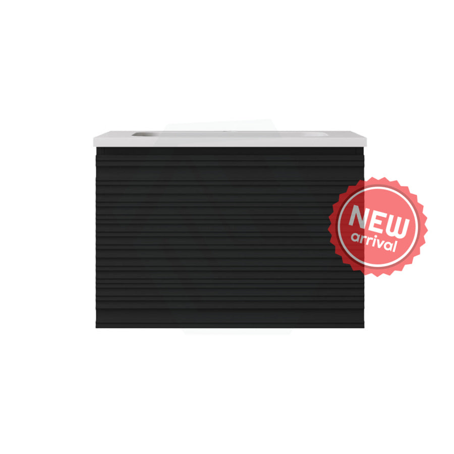 600-1500mm Lukka Sedona Modern Fluted Wall Hung PVC Vanity Matt Black