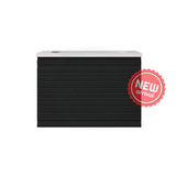 600-1500mm Lukka Sedona Modern Fluted Wall Hung PVC Vanity Matt Black