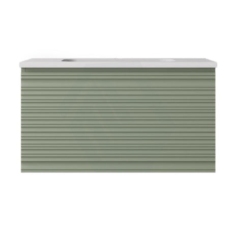 600-1500mm Lukka Sedona Modern Fluted Wall Hung PVC Vanity Matt Olive Green