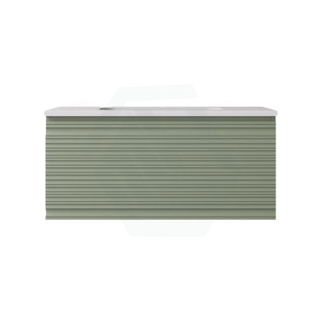 600-1500mm Lukka Sedona Modern Fluted Wall Hung PVC Vanity Matt Olive Green