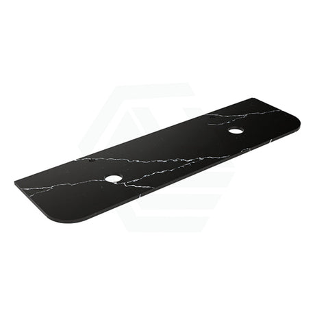 Lukka 20mm Thick Calacatta Night Curved Edge Zero Silica Engineer Stone Top with Center Waste Hole,  12 /10/2 O'clock Semi Drilled Tap Hole Available 605-1805mm