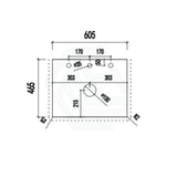 Lukka 20mm Thick Calacatta Night Zero Silica Engineer Stone Top with Center Waste Hole,  12 /10/2 O'clock Semi Drilled Tap Hole Available 605-1505mm