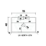 Lukka 20mm Thick Calacatta White Zero Silica Engineer Stone Top with Center Waste Hole,  12 /10/2 O'clock Semi Drilled Tap Hole Available 605-1505mm