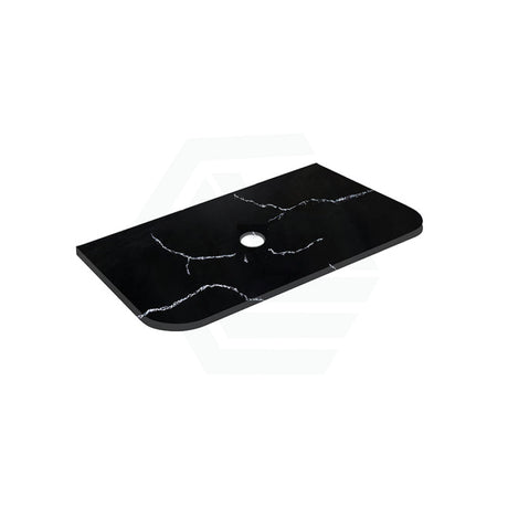 Lukka 12mm Thick Calacatta Night Curved Edge Solid Surface Stone Top with Center Waste Hole,  12 /10/2 O'clock Semi Drilled Tap Hole Available 605-1805mm