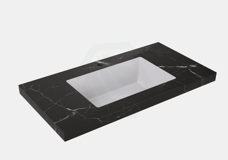 50mm Thick Lukka Calacatta Night Black Sintered Stone Seamless Joined with Fine Ceramic Basin