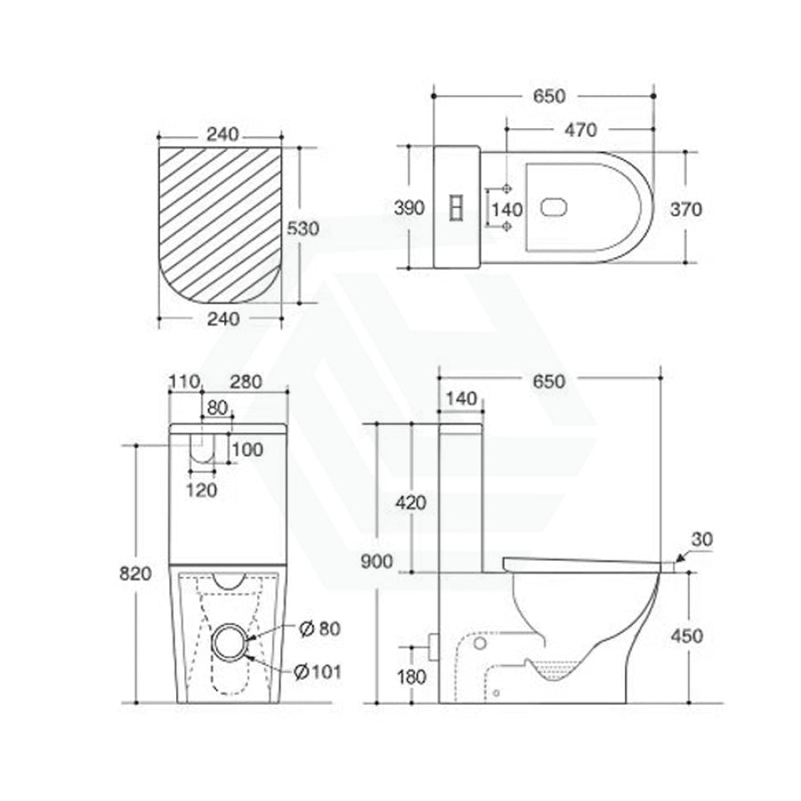 Lukka Verona 650x390x900mm Gloss White Tornado Rimless Back to Wall Toilet Suite