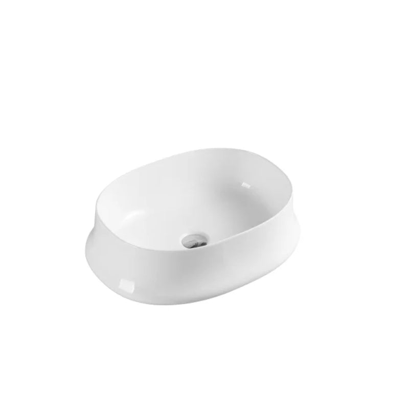 570x420x160mm Above Counter Ceramic Basin Gloss White Oval