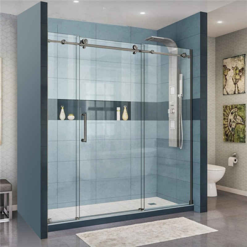 2000-2500X2000Mm Frameless Shower Screen Wall To Sliding Door Gunmetal Grey Hardwares 10Mm Glass 3