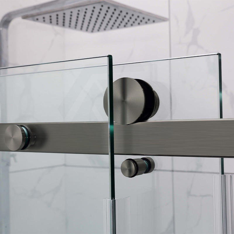 2000-2500X2000Mm Frameless Shower Screen Wall To Sliding Door Gunmetal Grey Hardwares 10Mm Glass 3