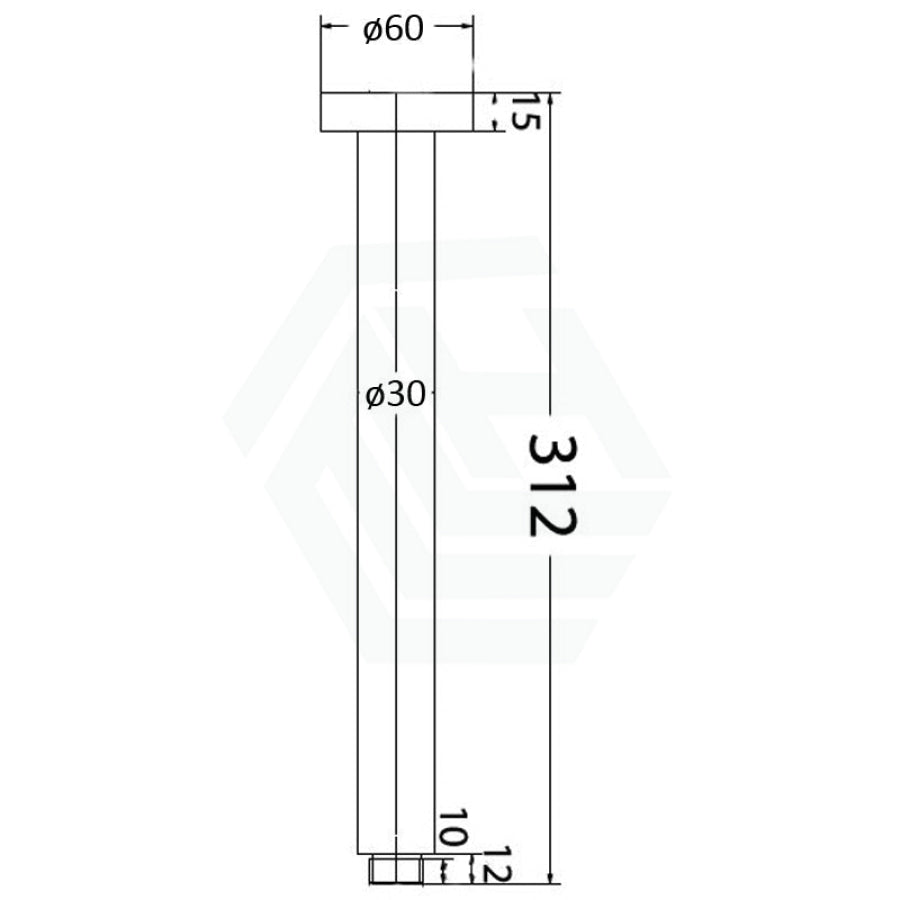 M#3(Gunmetal Grey) 312Mm Round Vertical Shower Arm Gunmetal Grey Arms