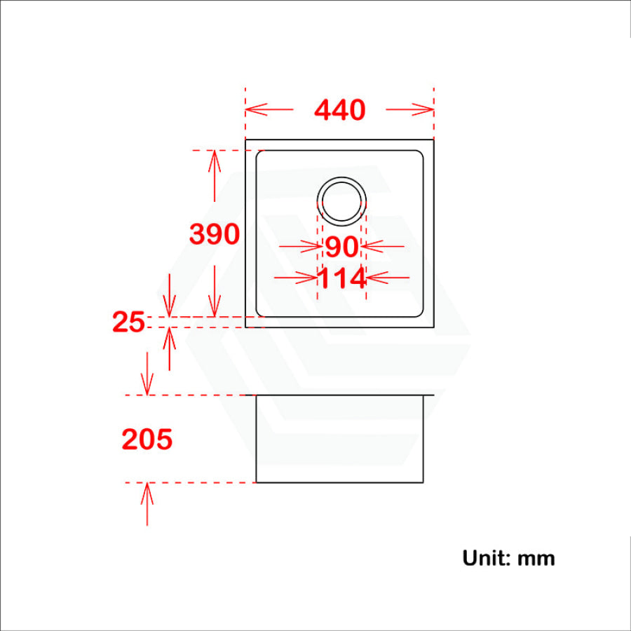 440X440X205Mm 1.2Mm Dark Grey Stainless Steel Handmade Single Bowl Top/undermount Kitchen/laundry