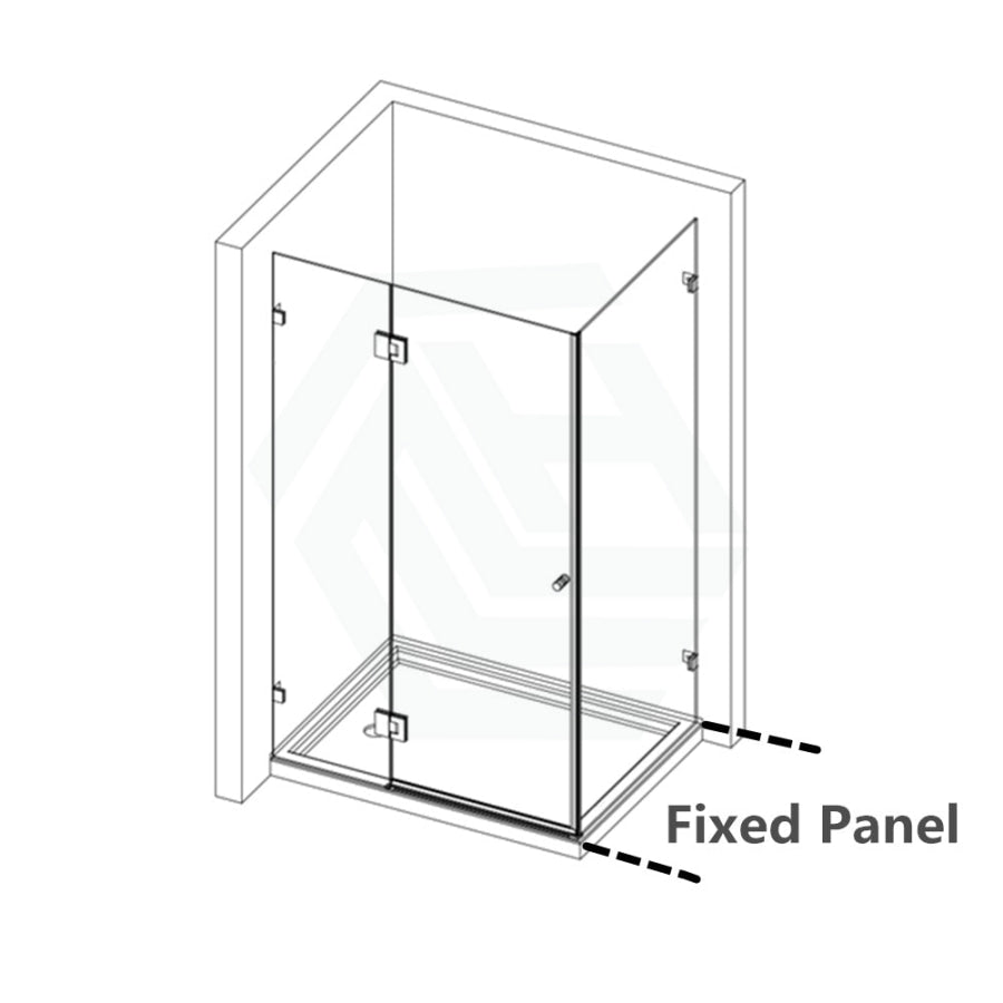 685-1400Mm L Shape Frameless Shower Screen Hinge Door Fix Panel Gunmetal Grey Fittings 10Mm Glass