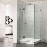 685-1400Mm L Shape Frameless Shower Screen Hinge Door Fix Panel Gunmetal Grey Fittings 10Mm Glass