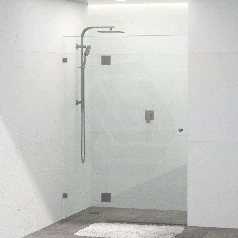 Tempered Glass Frameless Shower Screen Hinges Door Panel 685-995mm Gunmetal Grey