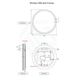 M#1(Gunmetal Grey) 700/900Mm Aulic Windsor Round Led Mirror Gun Metal Framed Touchless Backlit