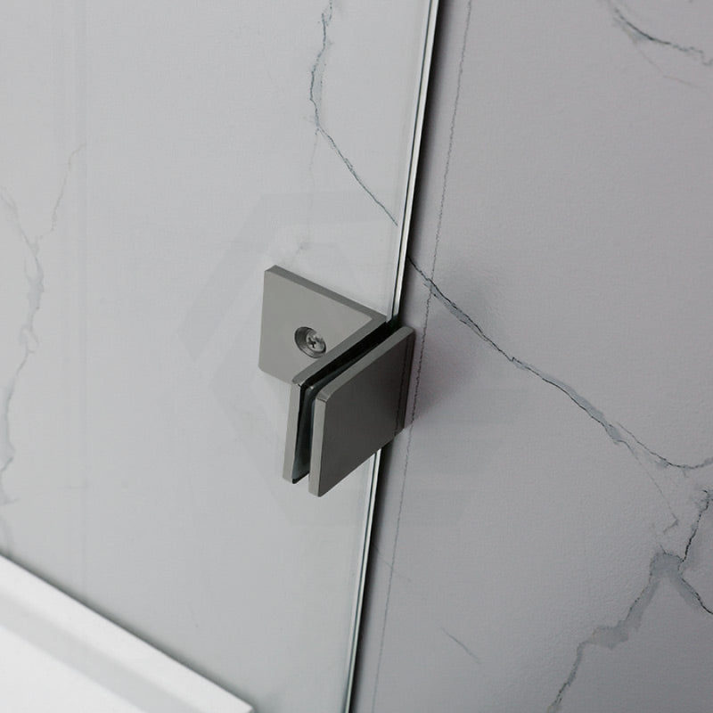 750/805/900Mm Bathtub Shower Screen Fixed Panel Gunmetal Grey Fittings 10Mm Tempered Glass