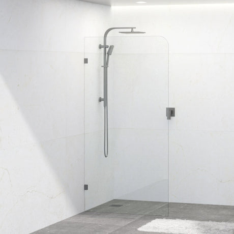 900/1000/1200X2000Mm Frameless Curved Corner Shower Screen Single Door Fixed Panel 10Mm Glass With