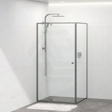 M#1(Gunmetal Grey) 850-1150X2000Mm Semi-Frameless L Shape Shower Screen Pivot Door With Return