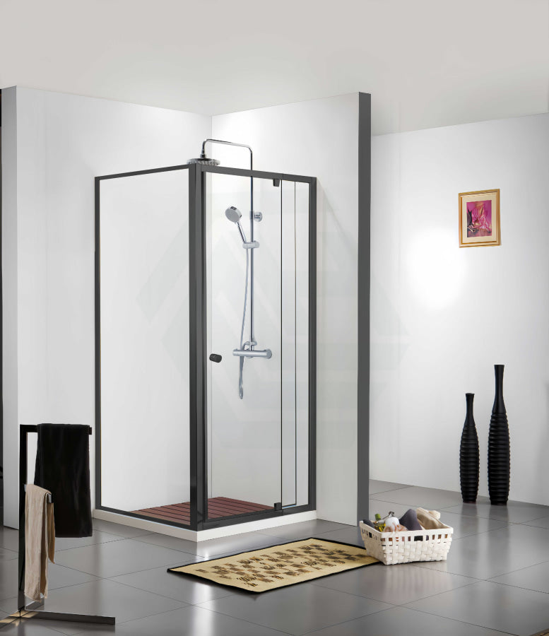 M#1(Gunmetal Grey) 850-1150X2000Mm Semi-Frameless L Shape Shower Screen Pivot Door With Return