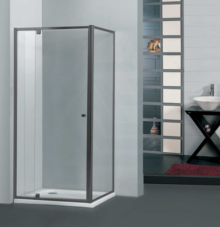 M#1(Gunmetal Grey) 850-1150X2000Mm Semi-Frameless L Shape Shower Screen Pivot Door With Return