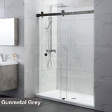 870-1180X2000Mm Wall To Sliding Shower Screen Frameless Gunmetal Grey Stainless Steel Square Rail