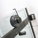 870-1180X2000Mm Wall To Sliding Shower Screen Frameless Gunmetal Grey Stainless Steel Square Rail