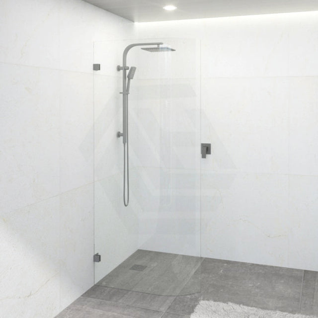 900/1000/1100X2100Mm Frameless Edge Curved Shower Screen Single Door Fixed Panel 10Mm Glass Gunmetal