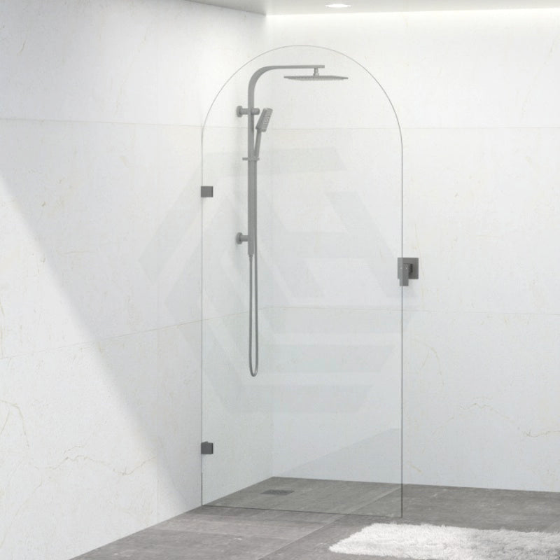 900/1000X2200Mm Arch Frameless Shower Screen Fixed Panel Tempered Glass Gunmetal Grey