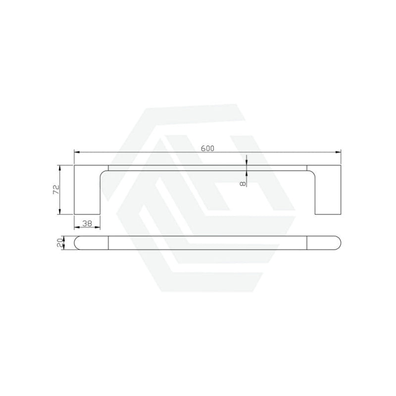 600/800Mm Single Towel Rail Matt Black 600Mm Rails