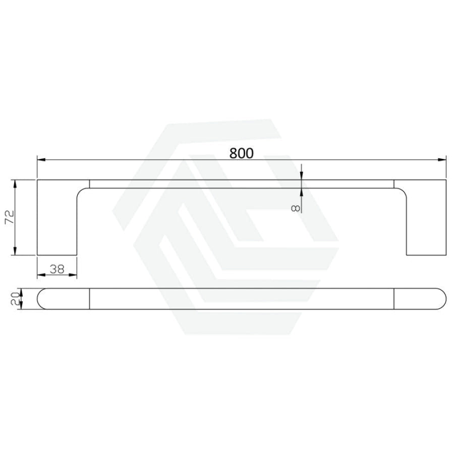 600/800Mm Single Towel Rail Matt Black 800Mm Rails