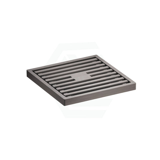 M#1(Gunmetal Grey) Fienza 100Mm Square Slim Grate Floor Waste 88Mm Outlet Gun Metal Wastes