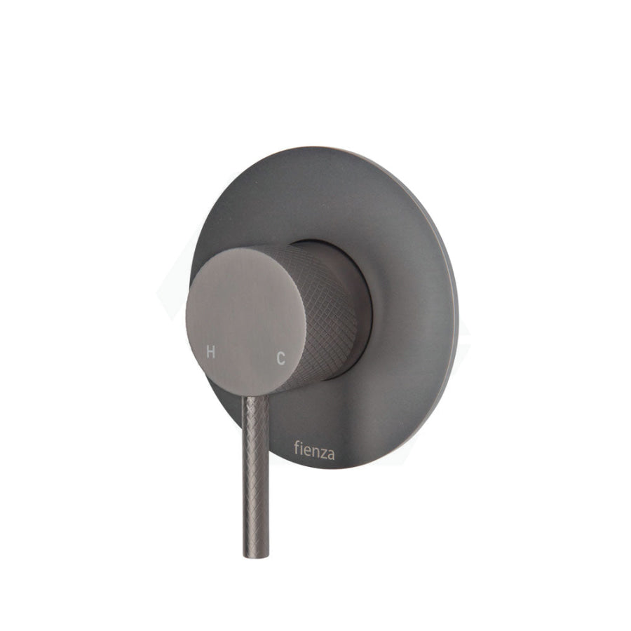 M#1(Gunmetal Grey) Fienza Axle Gun Metal Wall Mixer Large Round Plate Gunmetal Grey Mixers