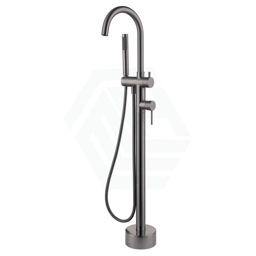 M#1(Gunmetal Grey) Fienza Kaya Floor Mounted Bath Mixer With Hand Shower Gun Metal Round Mixers