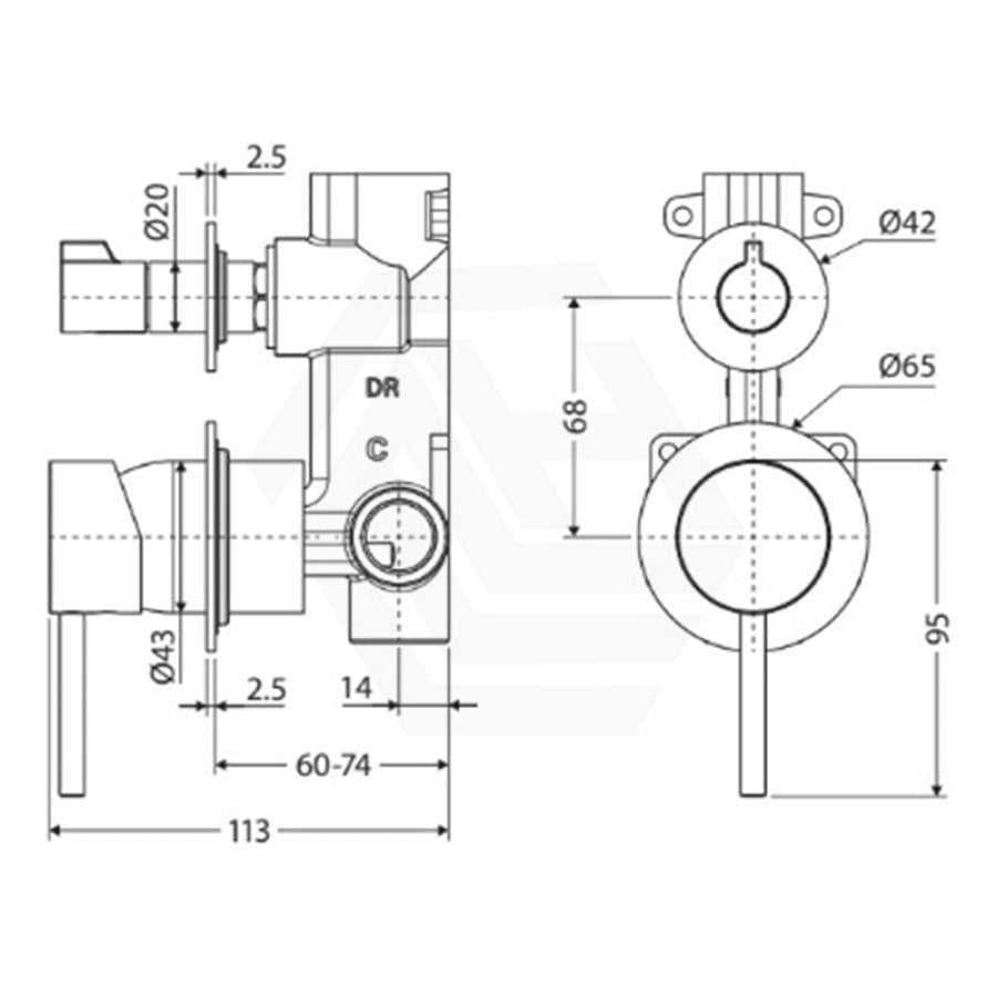 M#1(Gunmetal Grey) Fienza Kaya Gun Metal Wall Diverter Mixer Dress Kit Small Round Plates Gunmetal