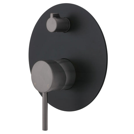 M#1(Gunmetal Grey) Fienza Kaya Wall Diverter Mixer Large Round Plate Multi-Colour Matt Black