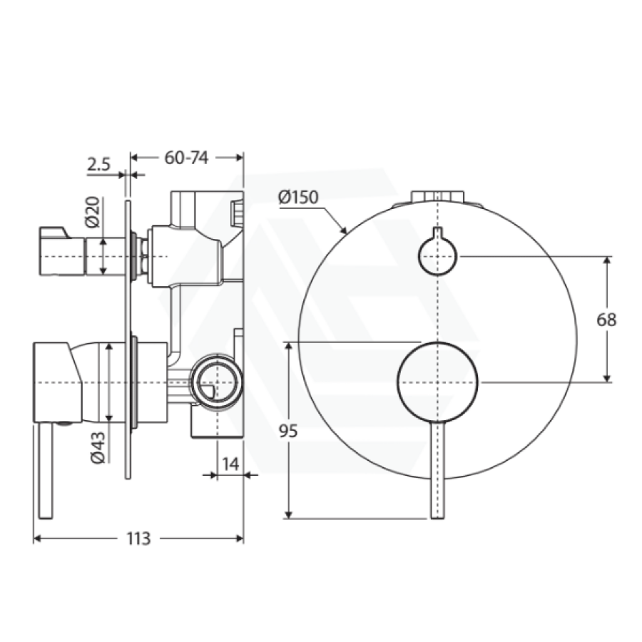 M#1(Gunmetal Grey) Fienza Kaya Wall Diverter Mixer Large Round Plate Multi-Colour Gunmetal Grey