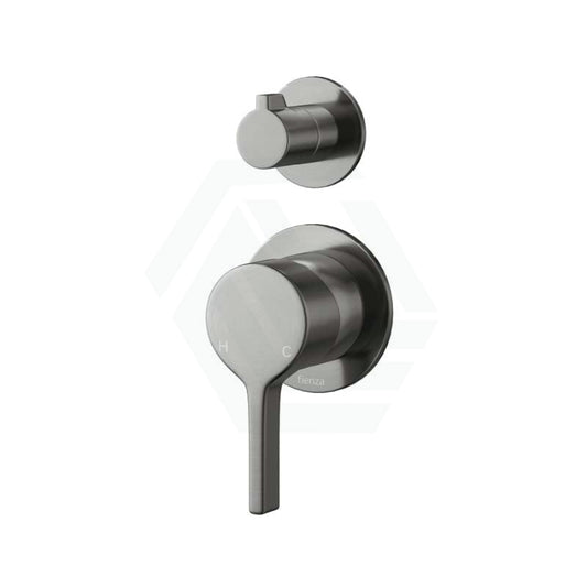 M#1(Gunmetal Grey) Fienza Sansa Wall Diverter Mixer Gun Metal Small Round Plates Gunmetal Grey