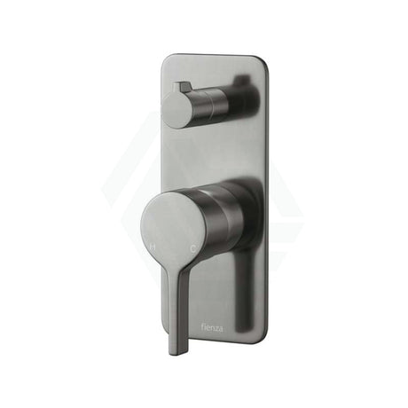 M#1(Gunmetal Grey) Fienza Sansa Wall Diverter Mixer Gunmetal Soft Square Plate Gunmetal Grey Mixers