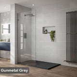 From 300 To 1200X2000Mm Frameless Walk In Shower Screen Single Fixed Panel Gunmetal Grey Brackets