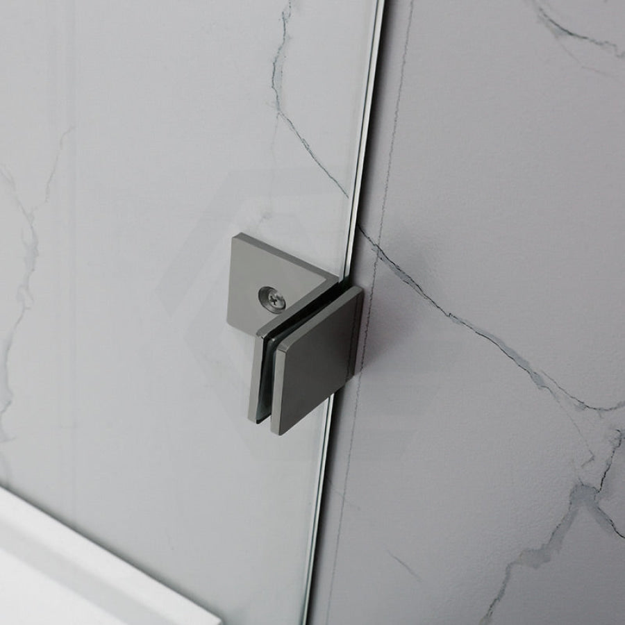 From 300 To 1200X2000Mm Frameless Walk In Shower Screen Single Fixed Panel Gunmetal Grey Brackets