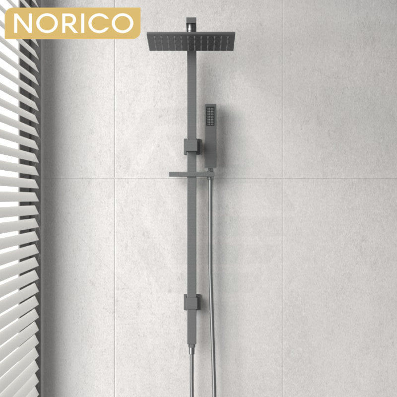 Shower Set Solid Brass Square Gunmetal Grey