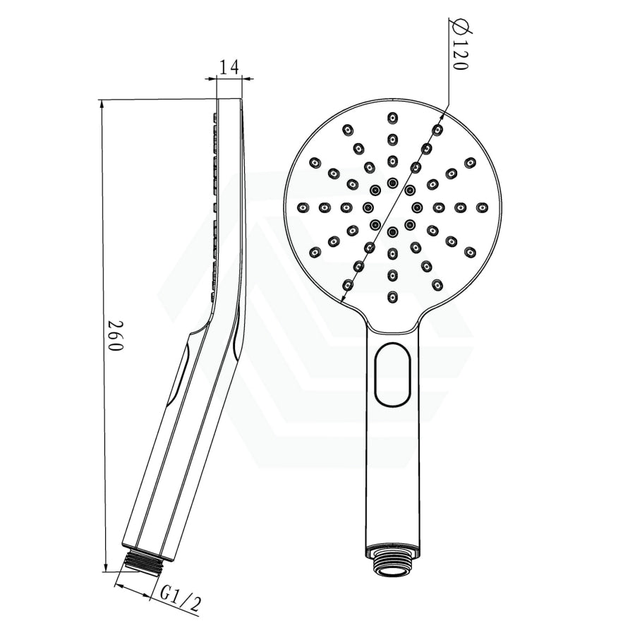 Norico Round Gunmetal Grey Abs 3 Function Handheld Shower Only Bathroom Products